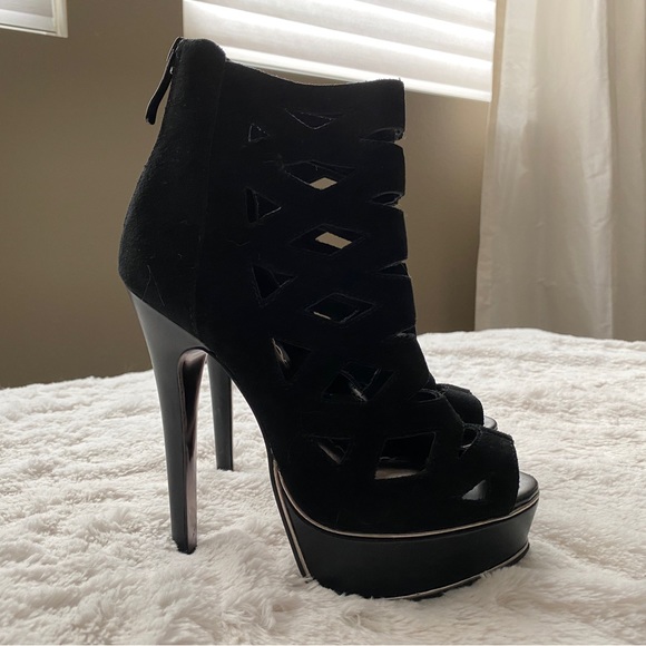 Black Bebe Platform Booties/Heels - Picture 7 of 9